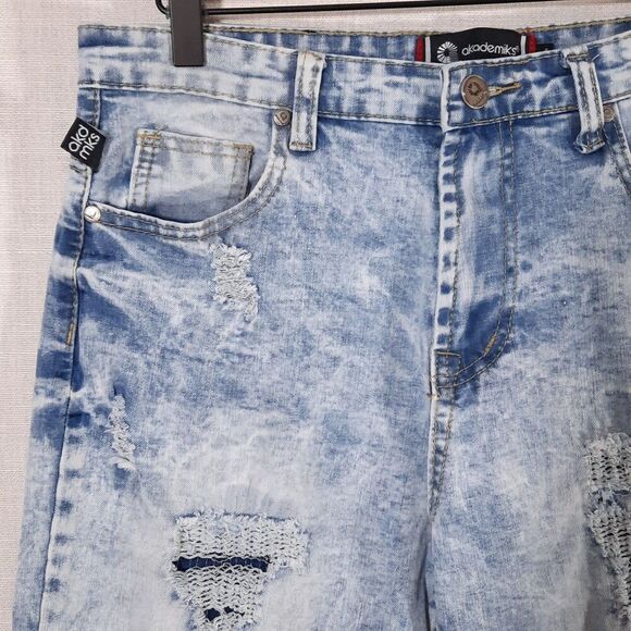 Akademiks Distressed Jeans Size 18 Straight Leg High Rise Acid Wash Stretch - Picture 5 of 15